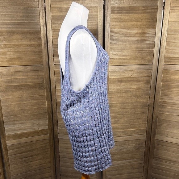 Free People FP Beach Blue Crochet Knit Oversized Scoop Back Tank Top XL - Picture 6 of 8